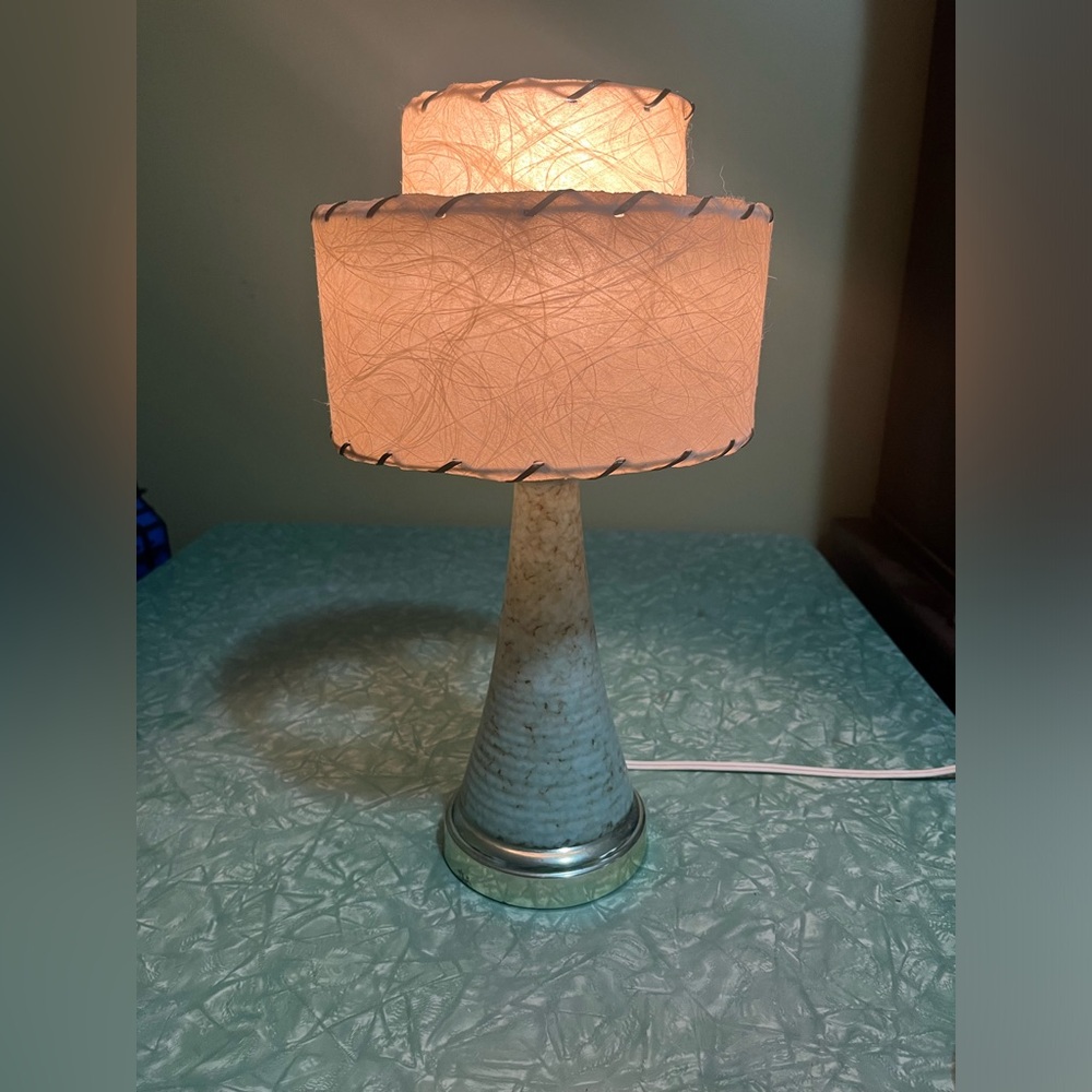 Vintage mid century modern Ceramic Lamp with Fibreglass Lampshade